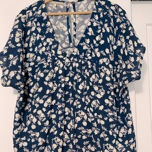 blue and white blouse